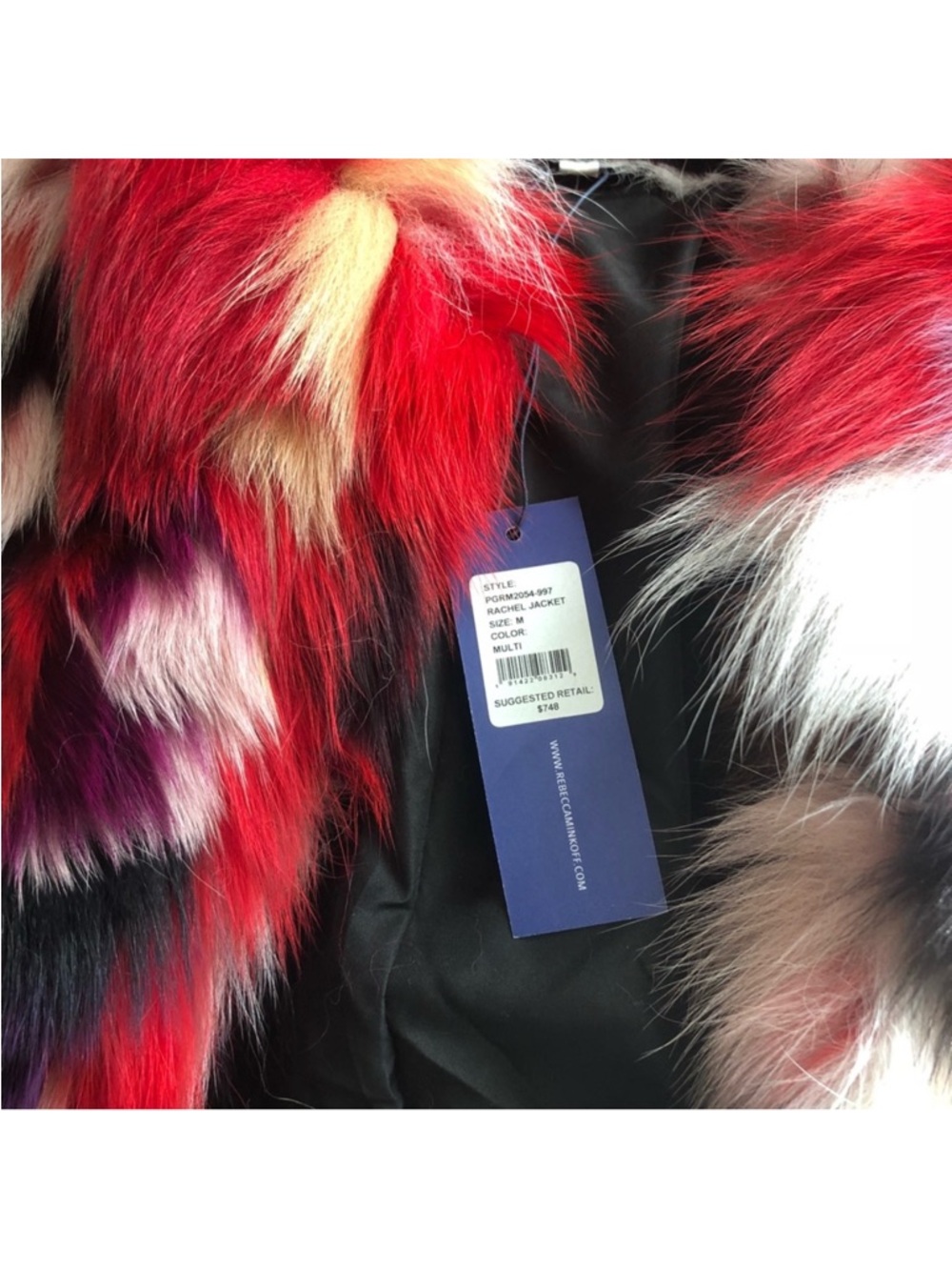 NWT Rebecca Minkoff Rachel Rainbow Fox Fur Coat Size M - Picture 8 of 9